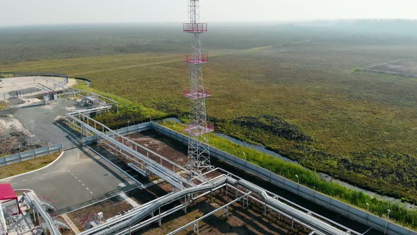 The Drone Descends on a Natural Gas Processing Plant Around the Swamp and Taiga