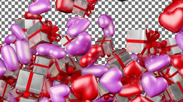 Valentines Day Hearts and Gift Boxes Transition – Red Bright Purple alt