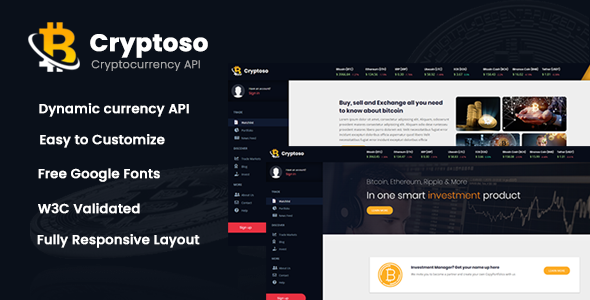 Cryptoso - Bitcoin Crypto Currency Template