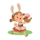 Girl Smiles Running Hunting Decorative Eggs - GraphicRiver Item for Sale