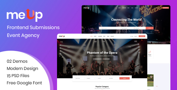 meUp – Frontend Submission Event, Agency PSD Template