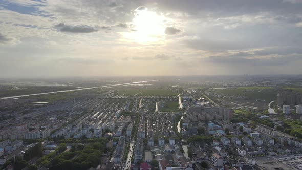 Aerial Asia County Town