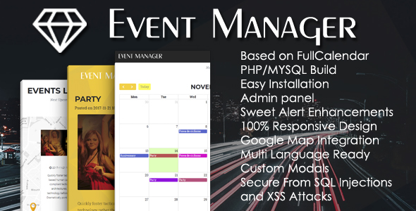 Event Manager PHP Script + Admin panel