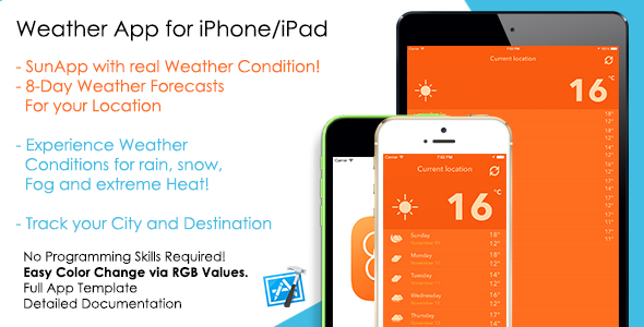 SunApp - szablon prognozy pogody na iOS