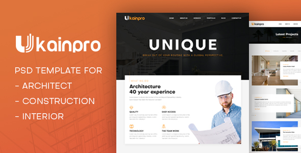 Ukainpro | Architect & Construction PSD Template