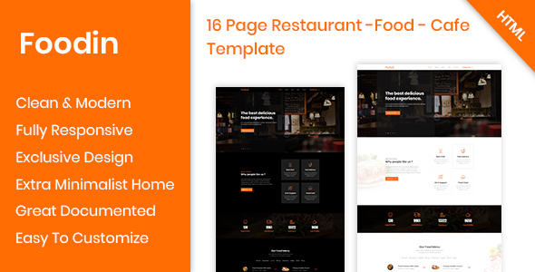 Foodin - Restaurant & Cafe Responsive HTML Template