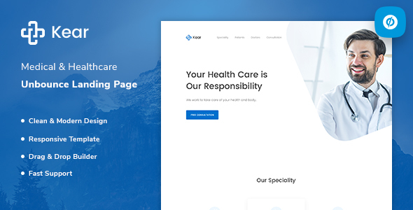 Kear - Medical & Healthcare Unbounce Landing Page Template