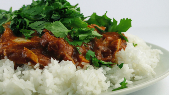 Chopped Coriander Added To Chicken Tikka Masala