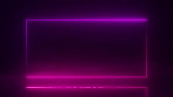 Rectange Geometric Glowing Neon Frame Background