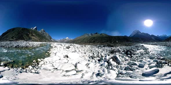 VR of Dingboche and Pheriche Village in Nepal, Basic Point of Everest Base Camp Track. EBC