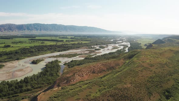 Mountains and river