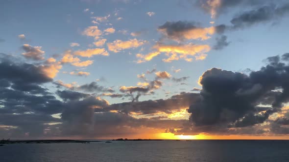 Timelapse of Sunset on the Sea or Ocean Under Clouds, Beautiful Landscape and Sky