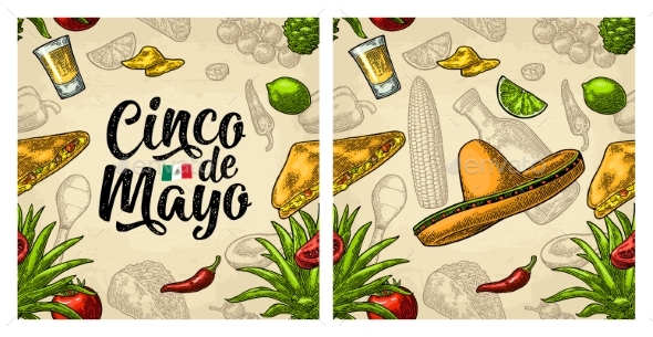 Seamless Pattern Mexican Food and Cinco De Mayo