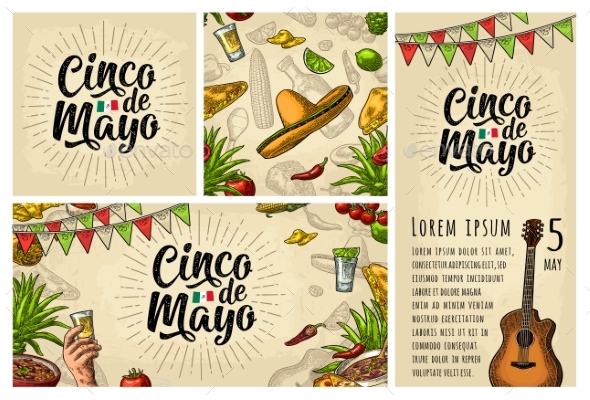 Cinco De Mayo Lettering and Mexican Traditional