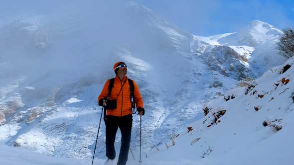 Photographer Man Hiker With Backpack