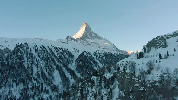 Matterhorn Mountain in Winter Morning Swiss Alps Switzerland