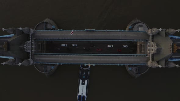 Aerial View to the Beautiful Tower Bridge and the Skyline of London