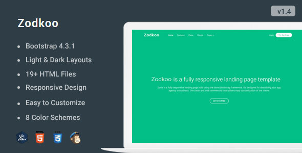 Zodkoo - Responsive Bootstrap 4 Landing Page Template