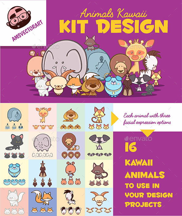 Kawaii Animals Graphics Designs Templates From Graphicriver