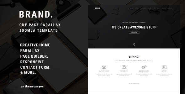 BRAND, - Creative One Page Parallax Joomla Template