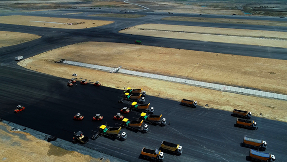 Construction Works On An Airport Runway