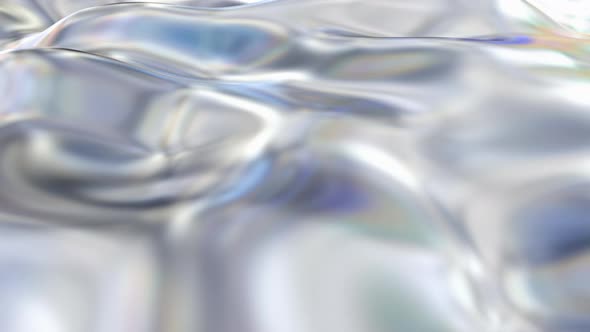 Abstract Silver Aluminum Metal Waves Loopable Background with Viscous Liquid