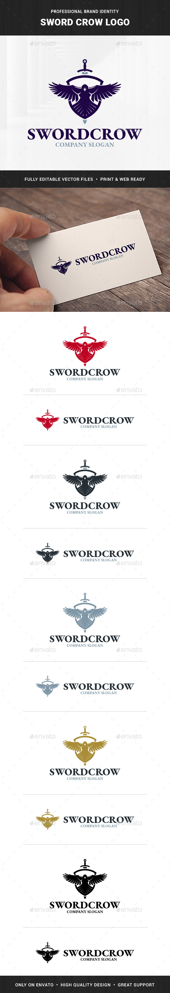 Sword Crow Logo Template