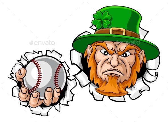 Leprechaun Baseball Mascot Ripping Background