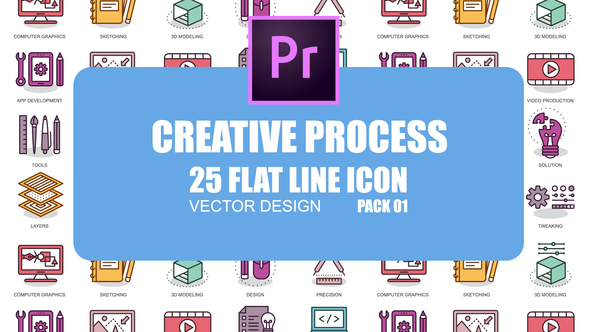 Creative Process - Flat Animation Icons (MOGRT)