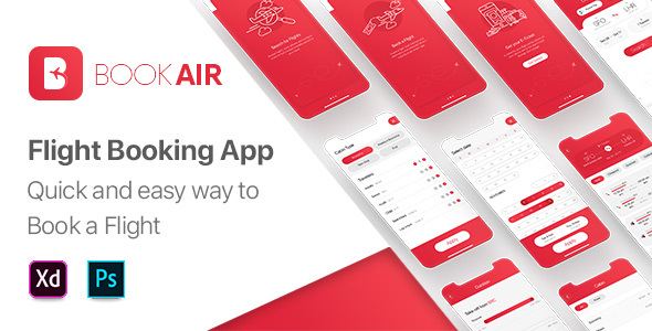 BookAir – Adobe XD UI Kit for Mobile App