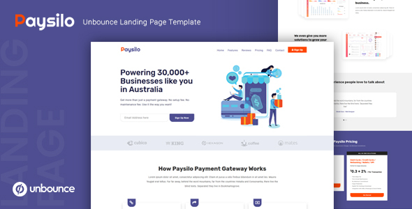 Paysilo — Responsive Unbounce Landing Page Template