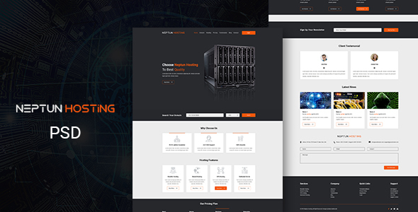 Neptun - One Page Hosting PSD Template