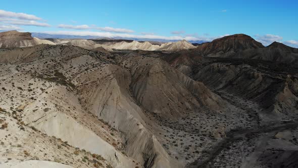 Tabernas Desert Landscape, Spain. Aerial View