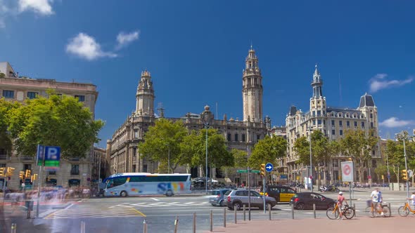 Old Post Office Timelapse Hyperlapse, the Famous Architecture Landmark Barcelona, Spain