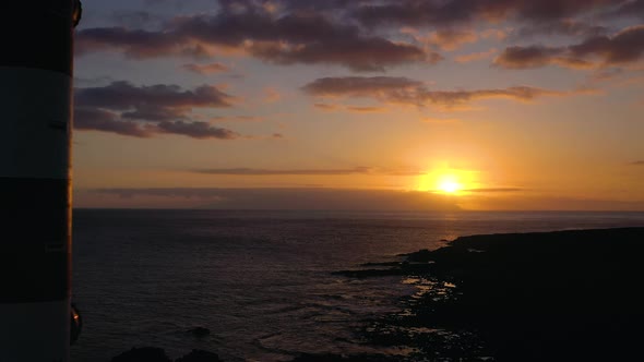 View From the Height of the Lighthouse Silhouette Faro De Rasca at Sunset on Tenerife Canary Islands