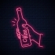 Hand Holds Wine Bottle Neon Sign - GraphicRiver Item for Sale