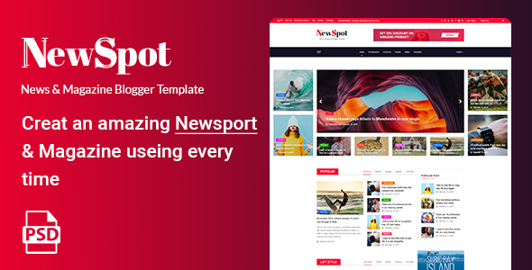 NEWSPOT - News & Magazine Blogger PSD Template