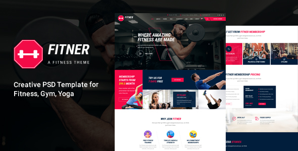 Fitner - Gym & Fitness PSD Template