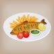 Fish and Chips with Tomatoes on a Plate - GraphicRiver Item for Sale