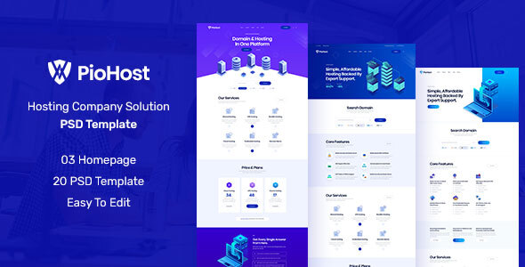 Piohost - Domain and Web Hosting PSD Template