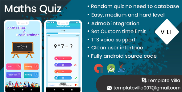 Make A Math Quiz App With Mobile App Templates from CodeCanyon