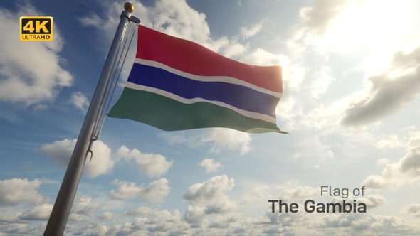 Gambia Flag on a Flagpole - 4K