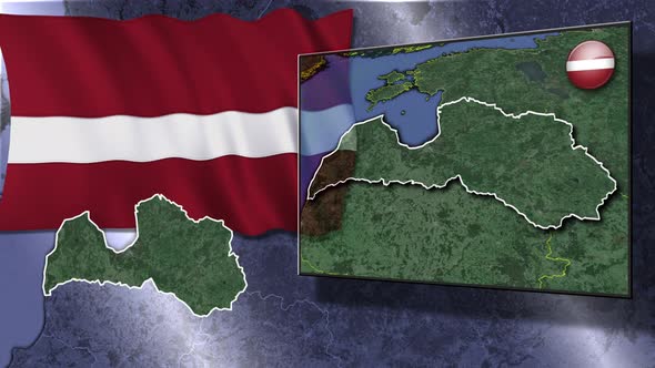 Latvia Flag And Map Animation