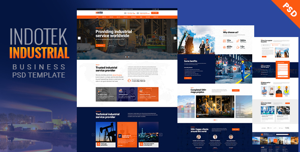 INDOTEK - Industrial, Industry & Manufacturing PSD Template