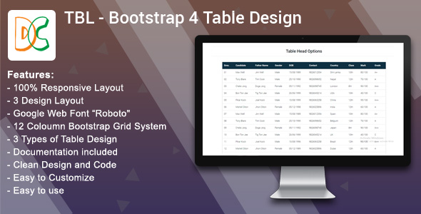 TBL - Bootstrap 4 Table Design