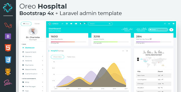 Oreo Hospital Laravel - Bootstrap 4x Admin template