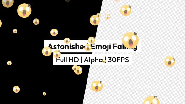 Astonished Wow Face Emoji Falling with Alpha