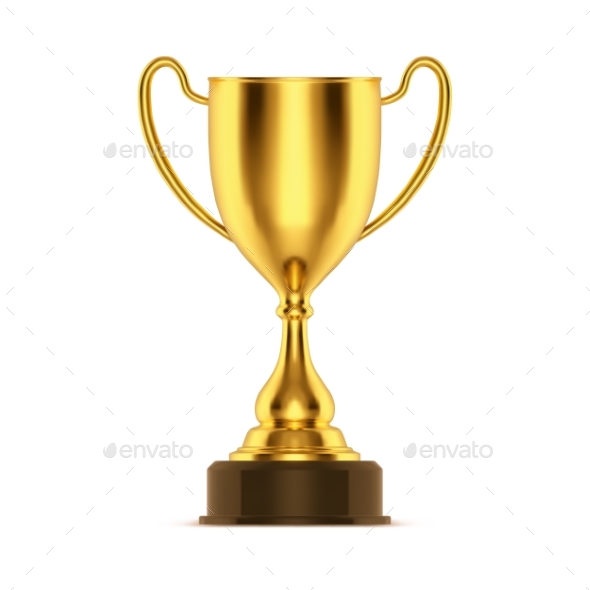 3d Gold Trophy or Cup for Champion. Sport Award