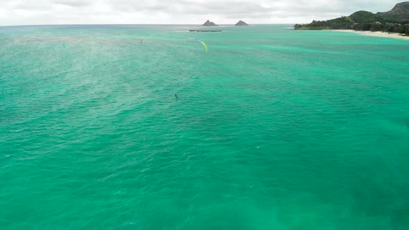 Aerial of Kite Boarder in Kailua Bay