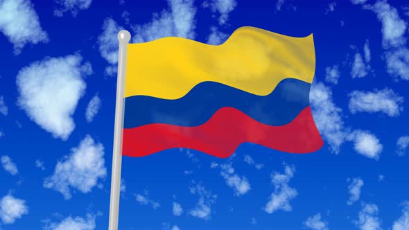 Colombia Flying National Flag In The Sky